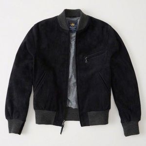 (SOLD) Golden Bear x Abercrombie & Fitch Collab Suede Bomber Jacket in Navy